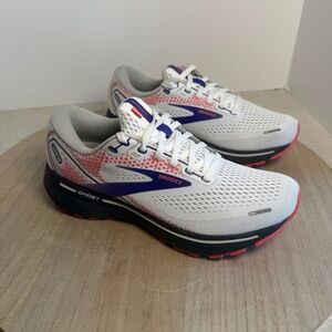 Brooks Ghost 14 Running Shoes Womens 8B White Purple Athletic Sneakers